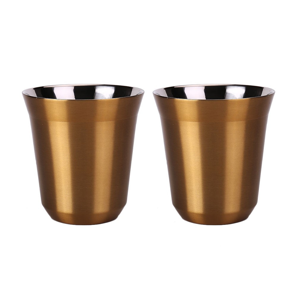 Tazas de café expreso de acero inoxidable 304, tazas de café de 80ML y 160ML, aisladas, doble pared, segura, pequeña capacidad