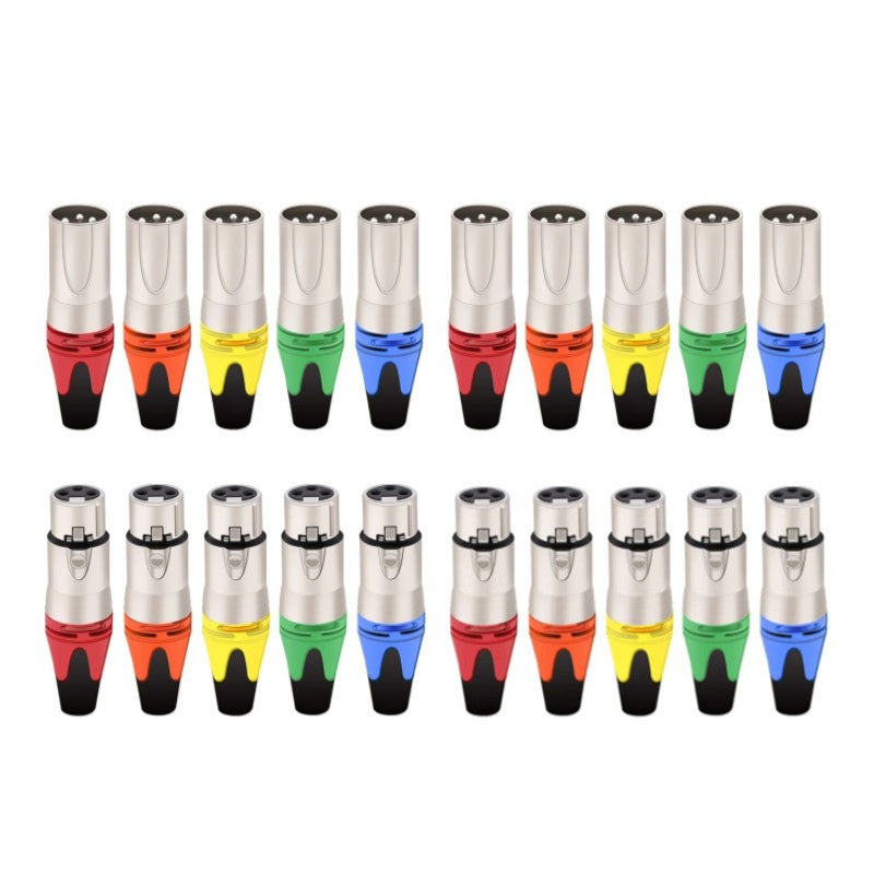 20 piezas, 10 juegos de conectores XLR de 3 pines, coloridos, hembra y macho, de 3 polos, para micrófono, amplificador de audio, para audiófilos
