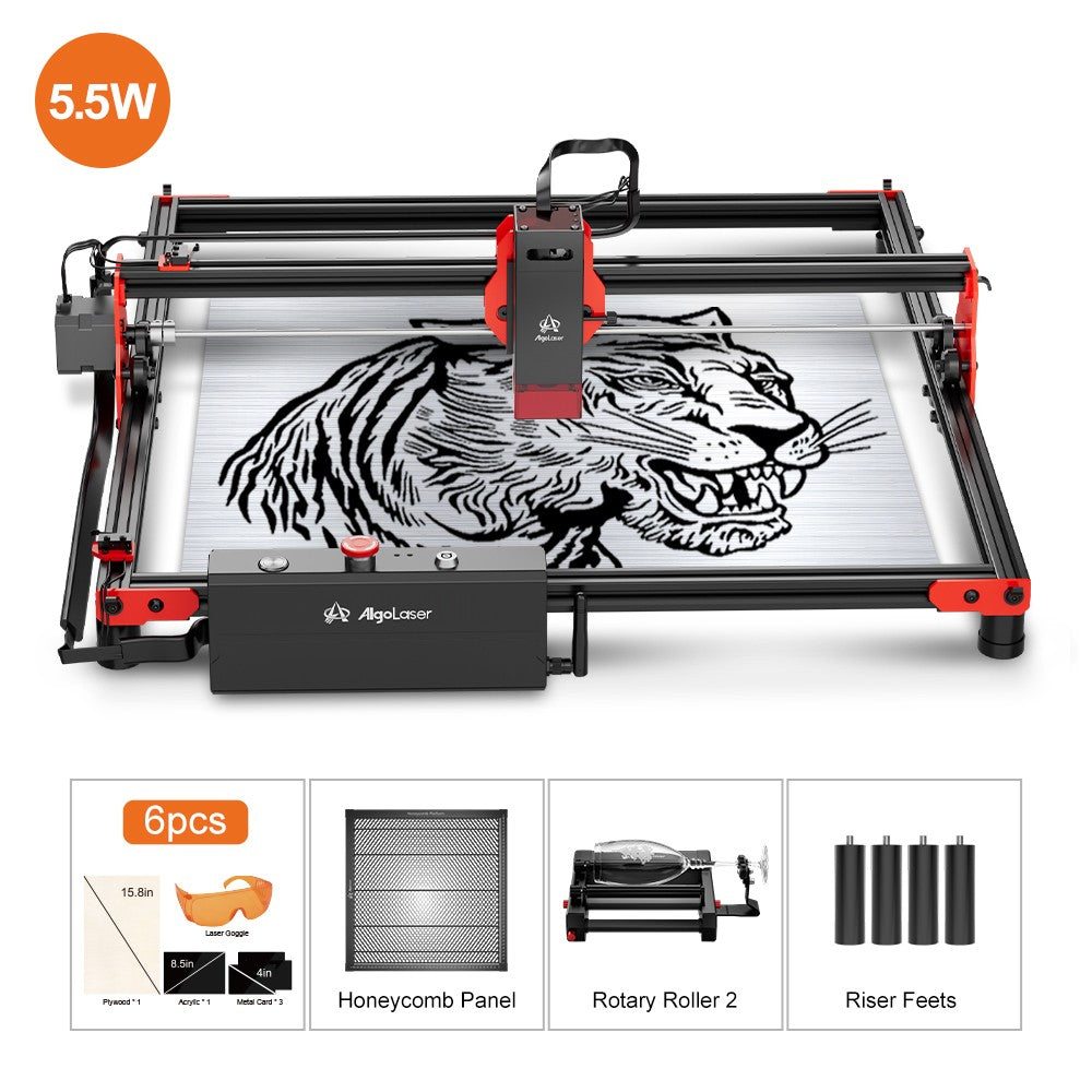 AlgoLaser KIT DIY 5.5W Máquina de Grabado Láser de Escritorio Inteligente de Nivel Básico con Control WiFi y Offline para Madera, Acrílico, Cuero y Manualidades DIY