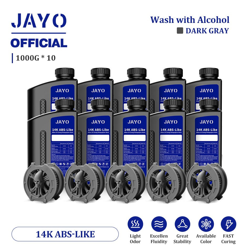 JAYO ABS como resina 3D, 10 botellas ABS como fotopolímero de curado UV de 405nm, resina 3D rápida para impresora 3D LCD/DLP/SLA de 2/4/6/8K