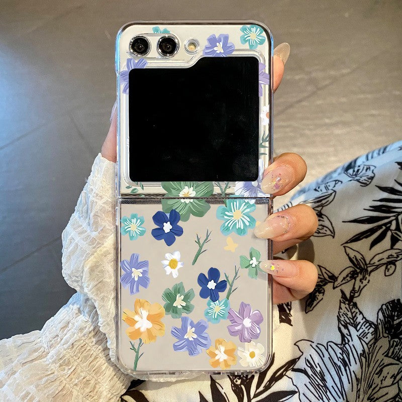Funda transparente con diseño de flores para Samsung Galaxy Z Flip8 Flip7 FE Flip6, funda plegable transparente para Samsung Z Flip 8 7 5 4 3