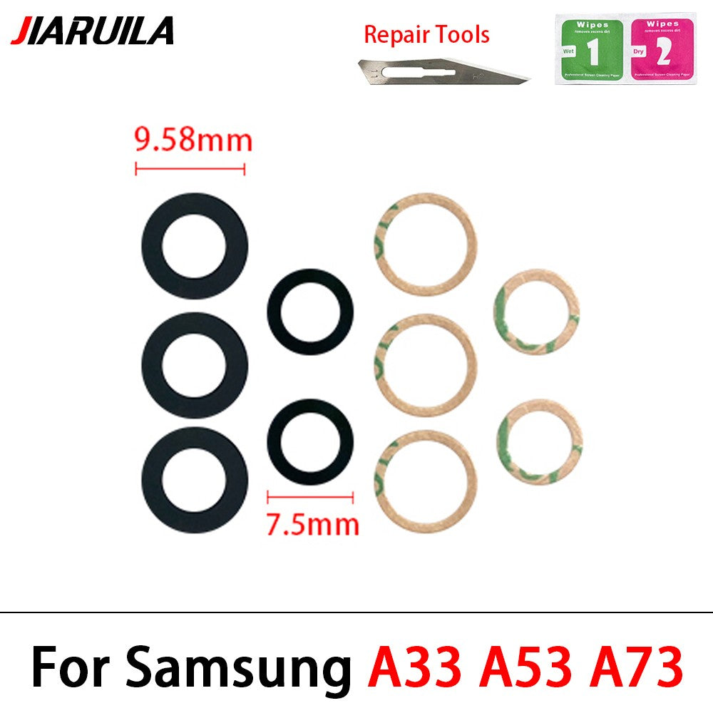 Nueva lente de cubierta de cristal de cámara trasera con adhesivo para Samsung A13 A14 23 4G A32 A52 5G A33 A53 A73 A52 A72 A82 A52S A24 A34