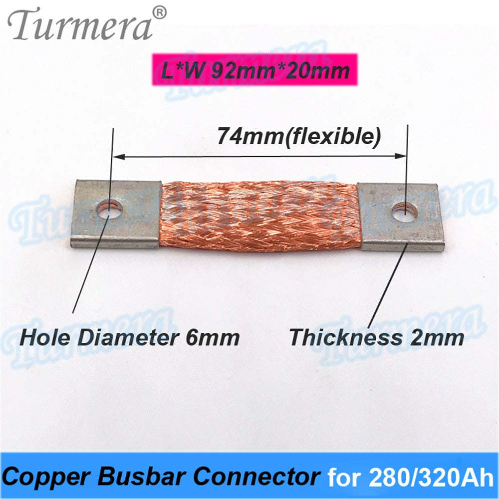 Turmera-batería Lifepo4 de 12V, conector de cobre Flexible, 56mm, 74mm, 2mm, 400A, para uso en batería Lifepo4 de 200Ah, 230Ah, 280Ah, 320Ah