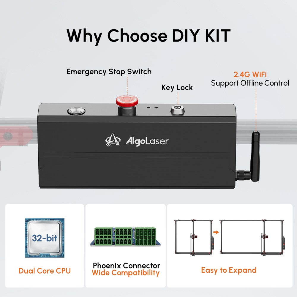 AlgoLaser KIT DIY 5.5W Máquina de Grabado Láser de Escritorio Inteligente de Nivel Básico con Control WiFi y Offline para Madera, Acrílico, Cuero y Manualidades DIY