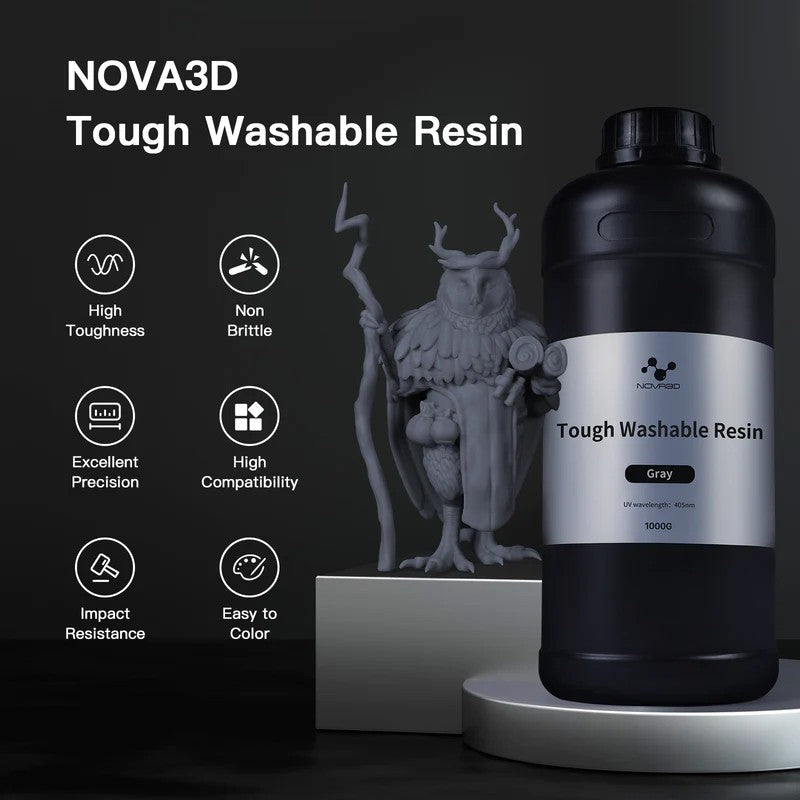 NOVA3D Resina lavable resistente Resina fotopolímero de impresión 3D de alta dureza 405nm UV Curado rápido para impresoras 12K/14K/LCD/DLP/SLA