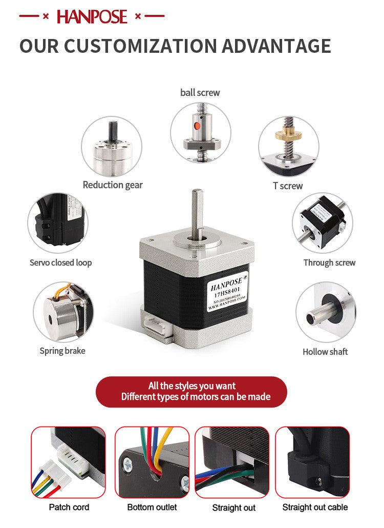 20 piezas Motor paso a paso Nema 17 17HS8401 con línea DuPont 4 conductores Nema17 H48mm longitud 1.8A para impresora 3D Motor de 42 pasos