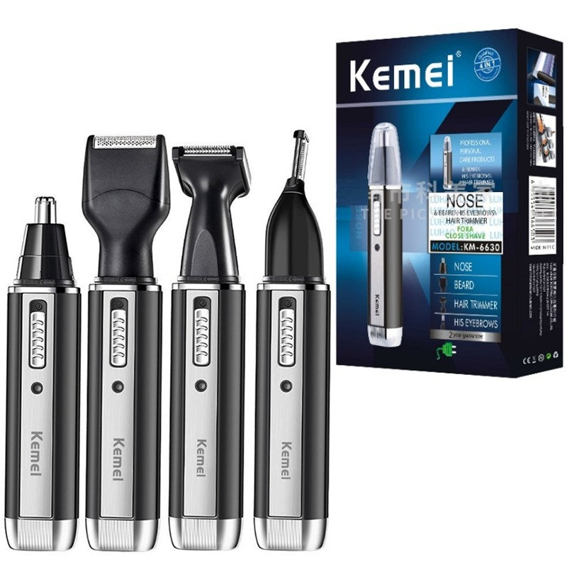 Kit de Afeitado Kemei Todo en Uno, Afeitadora Eléctrica para Hombre, Recortadora de Pelo Recargable, para Nariz, Orejas, Barba, Cejas y Rostro