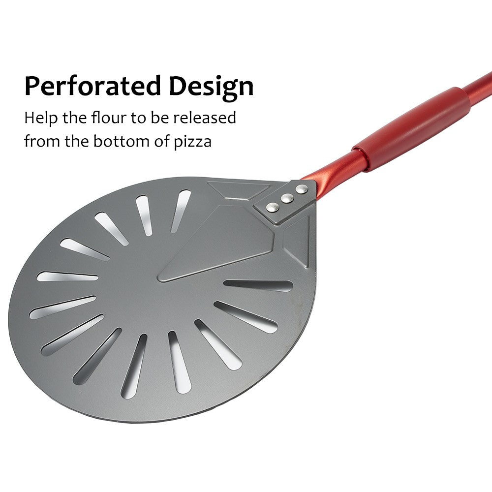 PizzAtHome-turpensador de Pizza perforado, 9 pulgadas, mango de aleación de aluminio, pala para Pizza, herramientas para Pizza, accesorios para horno