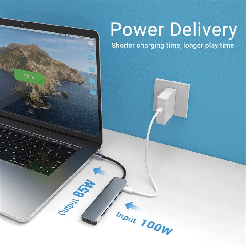 Adaptador USB C a HDMI 4K, USB 3.0 Tipo C PD SD TF, Estación de Acoplamiento, Divisor para MacBook, iPad, Samsung S10, Dex, Laptop