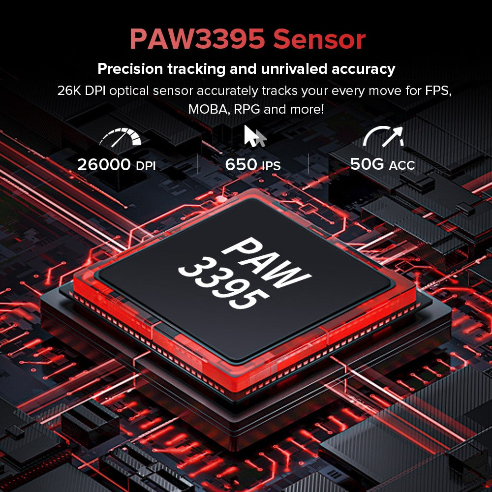 Ratón inalámbrico para juegos Delux M900 PRO, ergonómico, 8K, velocidad de orolling PAW3395 BK3633, base de carga RGB de 63g para PC y portátil de mano grande derecha