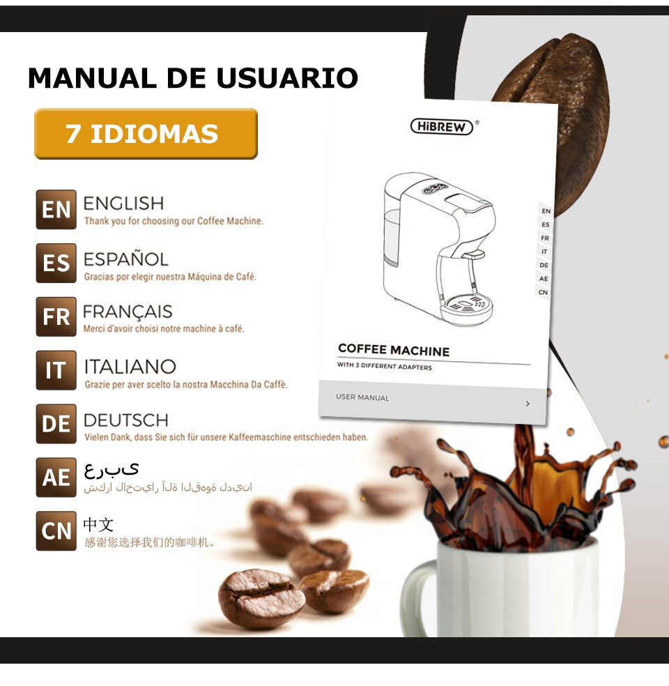 Máquina de café HiBREW 19 Bar 4 en 1, Cápsula múltiple caliente y fría, Cafetera Espresso, Cafetera de cápsulas Dolce Milk Nexpresso en polvo H1A