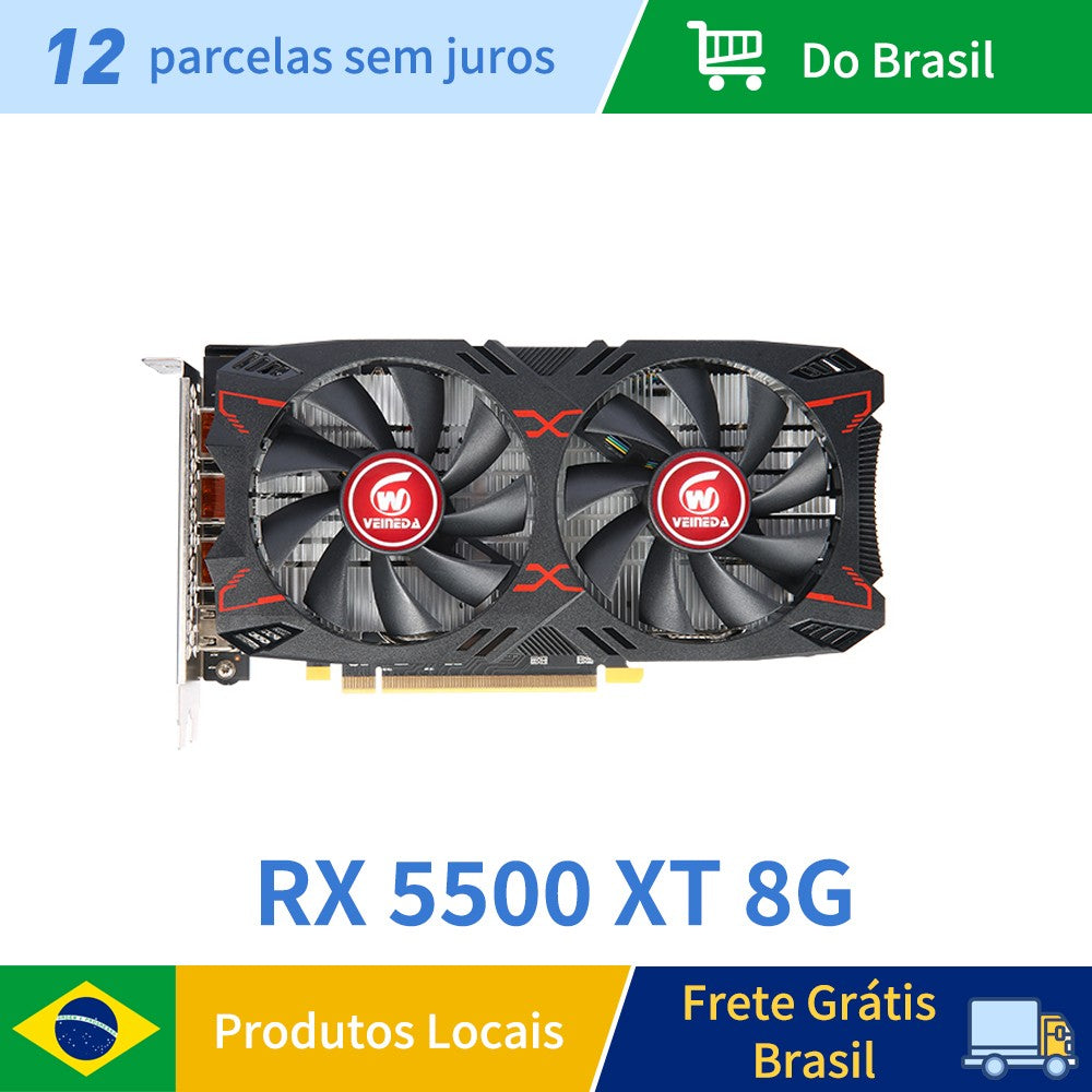 Tarjeta gráfica Veineda RX 5500XT 8GB GPU GDDR6 128Bit 8pin7nm DP * 2 tarjeta de vídeo compatible con CPU de escritorio placa de video