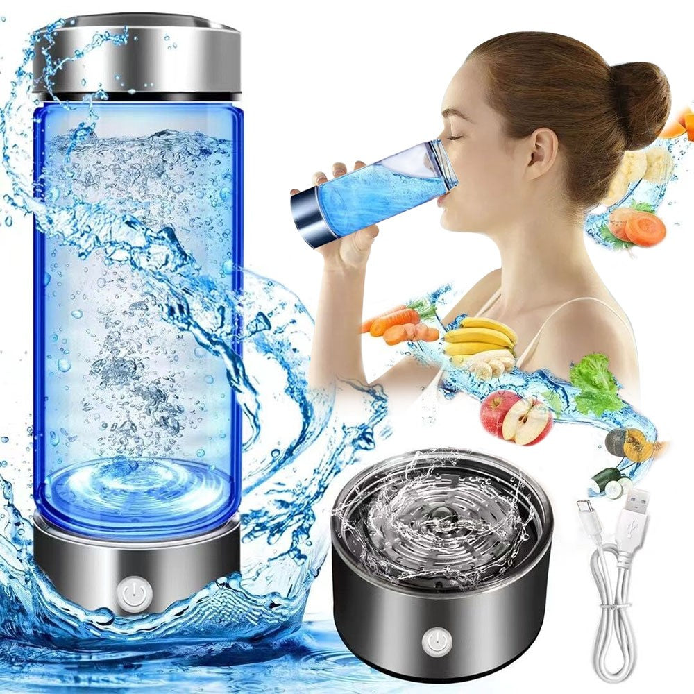 Taza de agua rica en hidrógeno de 420ml, botella eléctrica con generador de agua rico en hidrógeno, filtro de calidad de titanio, ionizador antioxidante portátil