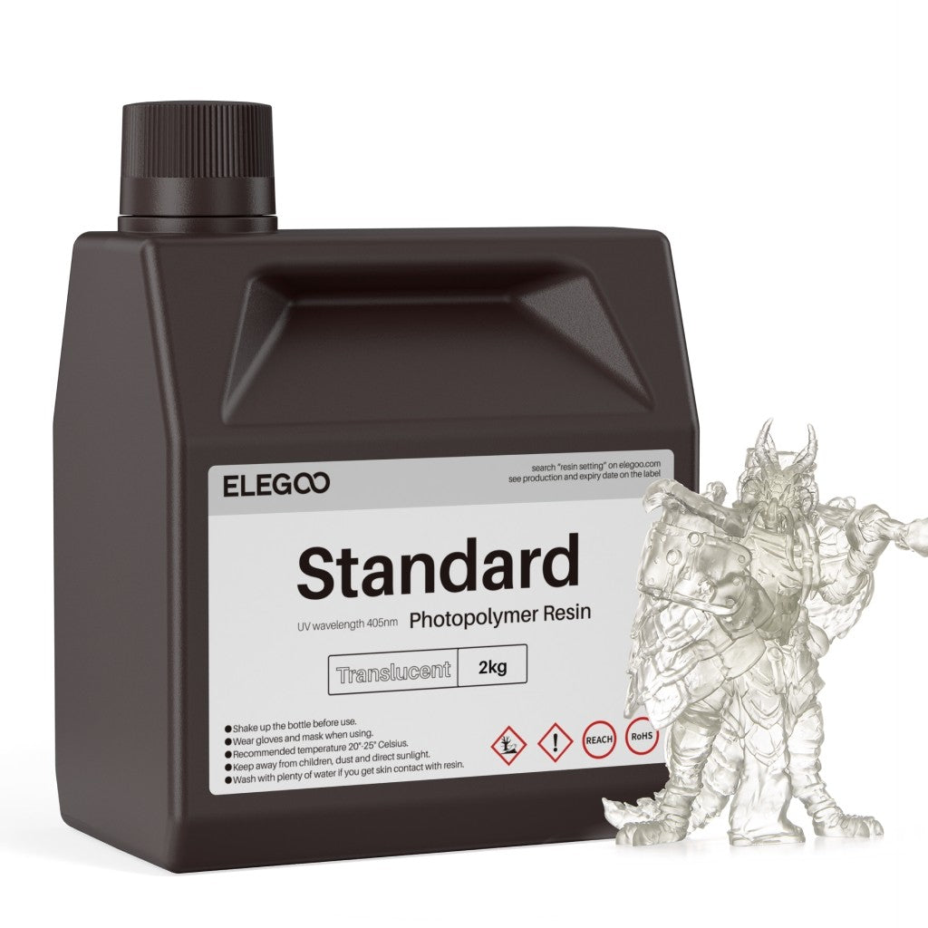Resina para Impresora 3D ELEGOO, 2 kg, 405 nm, Resina Fotopolímera Estándar de Curado UV para Impresión 3D LCD, Alta Precisión, Bajo Olor, Gris 2000 g