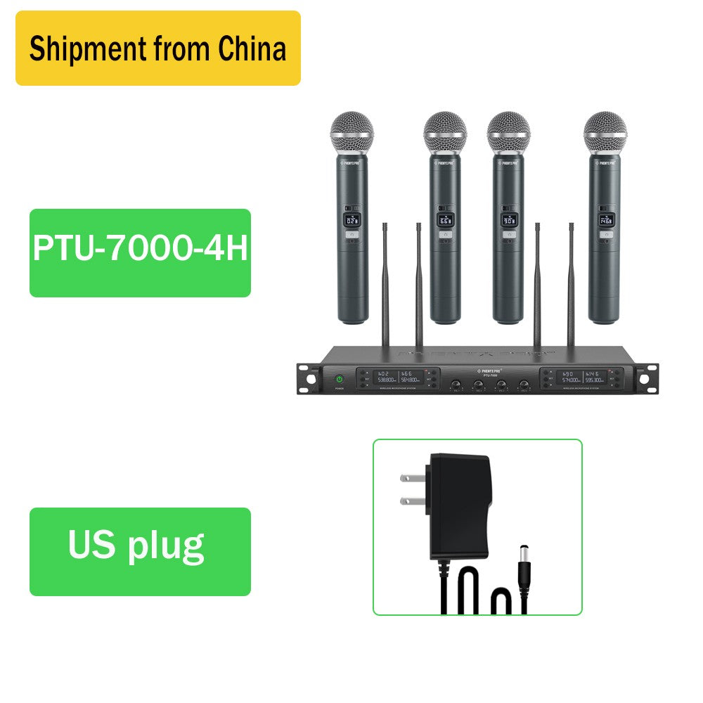 Phenyx Pro UHF sistema con micrófono inalámbrico PTU-7000 con 4x40 canales micrófonos de mano escaneo automático frecuencia seleccionable para Iglesia