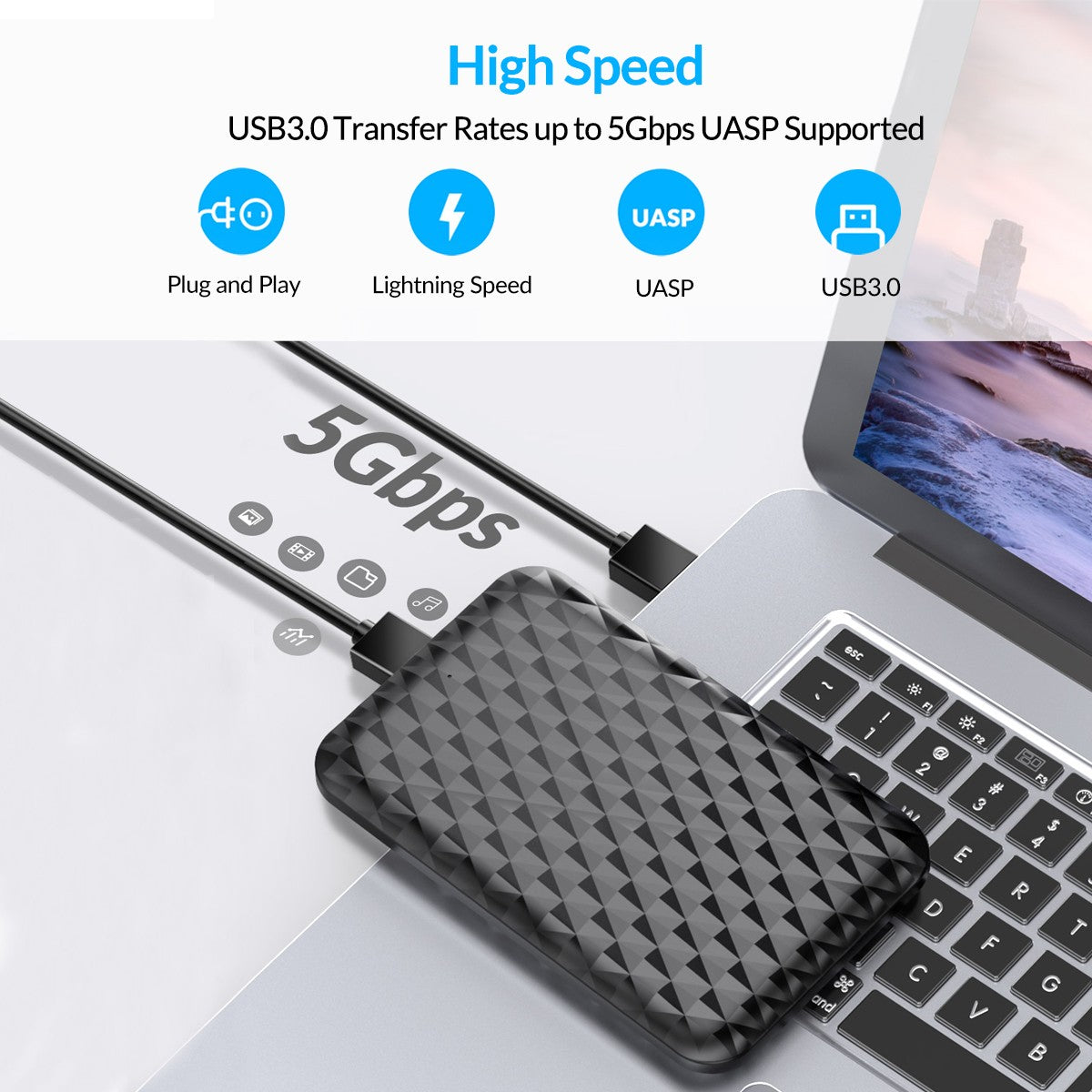 ORICO HDD externo 2,5 "funda HDD USB 3,0 a SATA 5Gbps funda de disco duro para 7-9.5mm 2,5 pulgadas SATA hd externo para PC