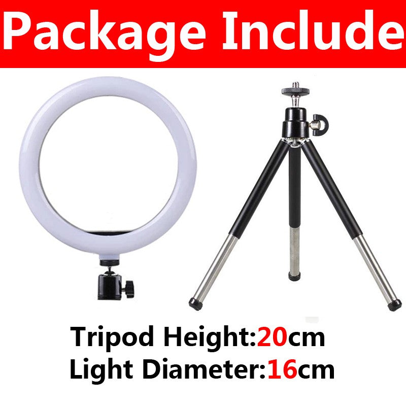 Anillo de luz LED para Selfie, lámpara de relleno de fotografía regulable con Mini trípode para teléfono, Tiktok, vídeo en vivo, estudio fotográfico, 10 pulgadas