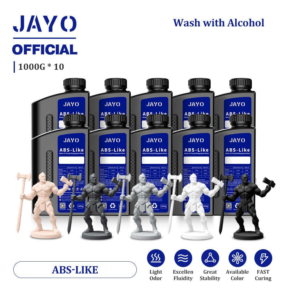 JAYO ABS como resina 3D, 10 botellas ABS como fotopolímero de curado UV de 405nm, resina 3D rápida para impresora 3D LCD/DLP/SLA de 2/4/6/8K