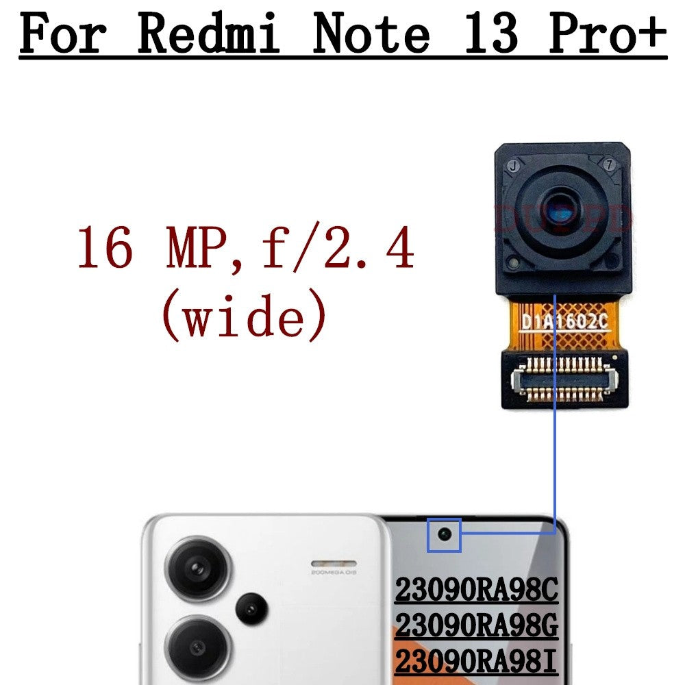 Cámara trasera delantera para Xiaomi Redmi Note 13 Pro + Plus 5G Selfie módulo de cámara Frontal ancha trasera Cable flexible repuestos