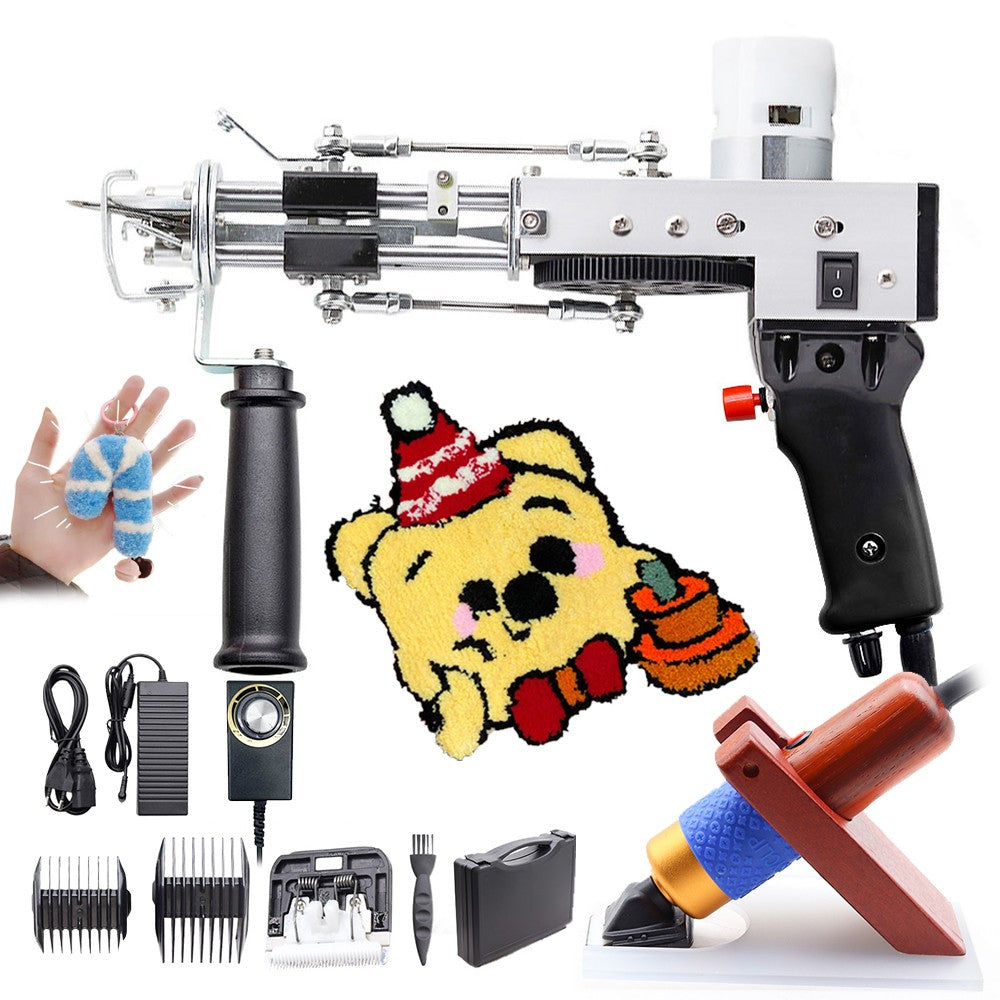 Máquina eléctrica para tejer alfombras, pistola para mechones de alfombras, herramientas para hacer alfombras, máquina de bordado manual de corte/bucle de 7-21mm, 110-220V
