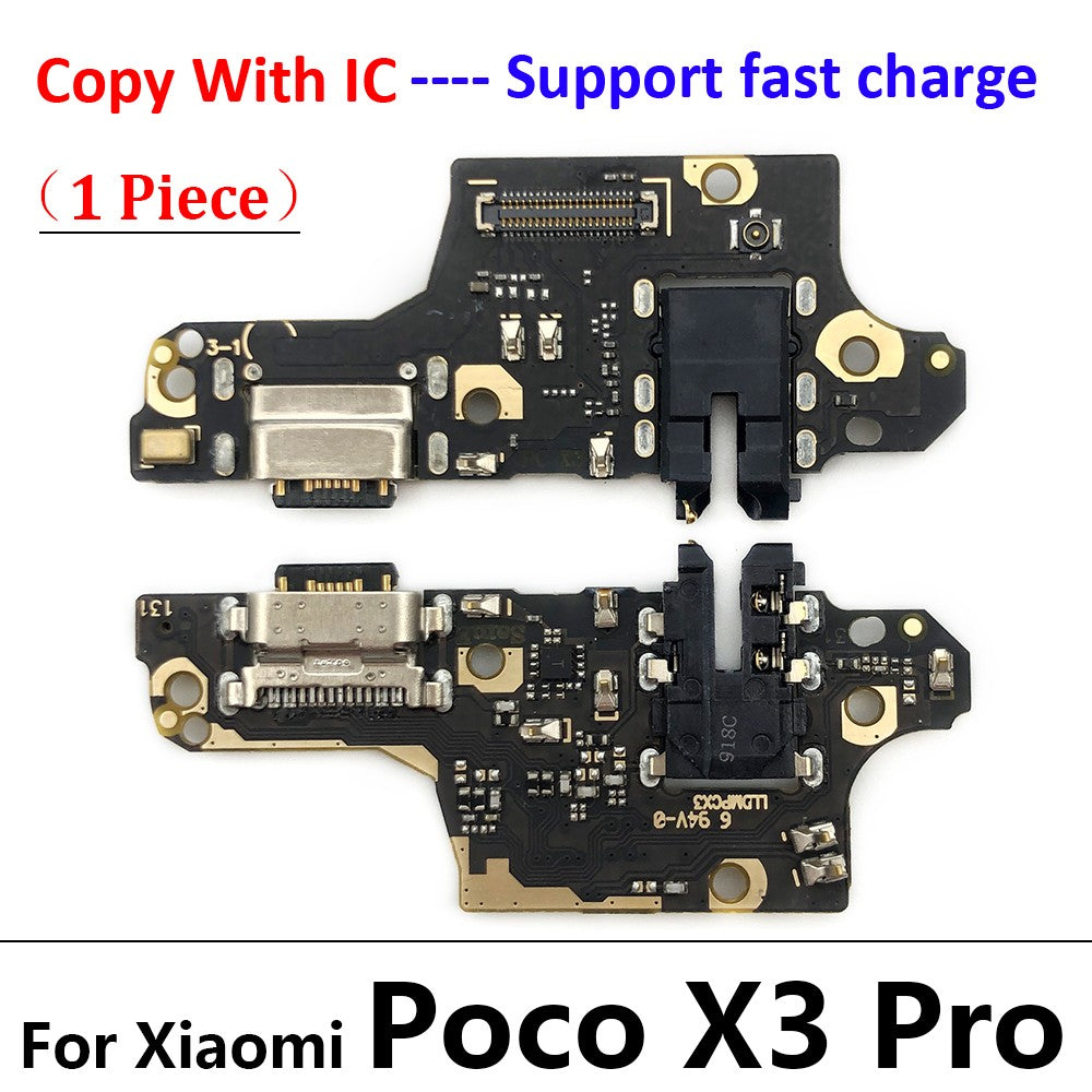 Placa de puerto de carga USB, conector de Cable flexible para Xiaomi Poco X3 M4 Pro M3 Redmi Note 7 8 8T 9S 9 10 10s 11 Pro 4G 5G, micrófono