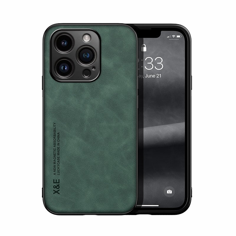 Funda de cuero de lujo para iPhone 16 Pro Max, funda con placa de Metal, soporte para coche, funda para iPhone 16 Pro 16Plus