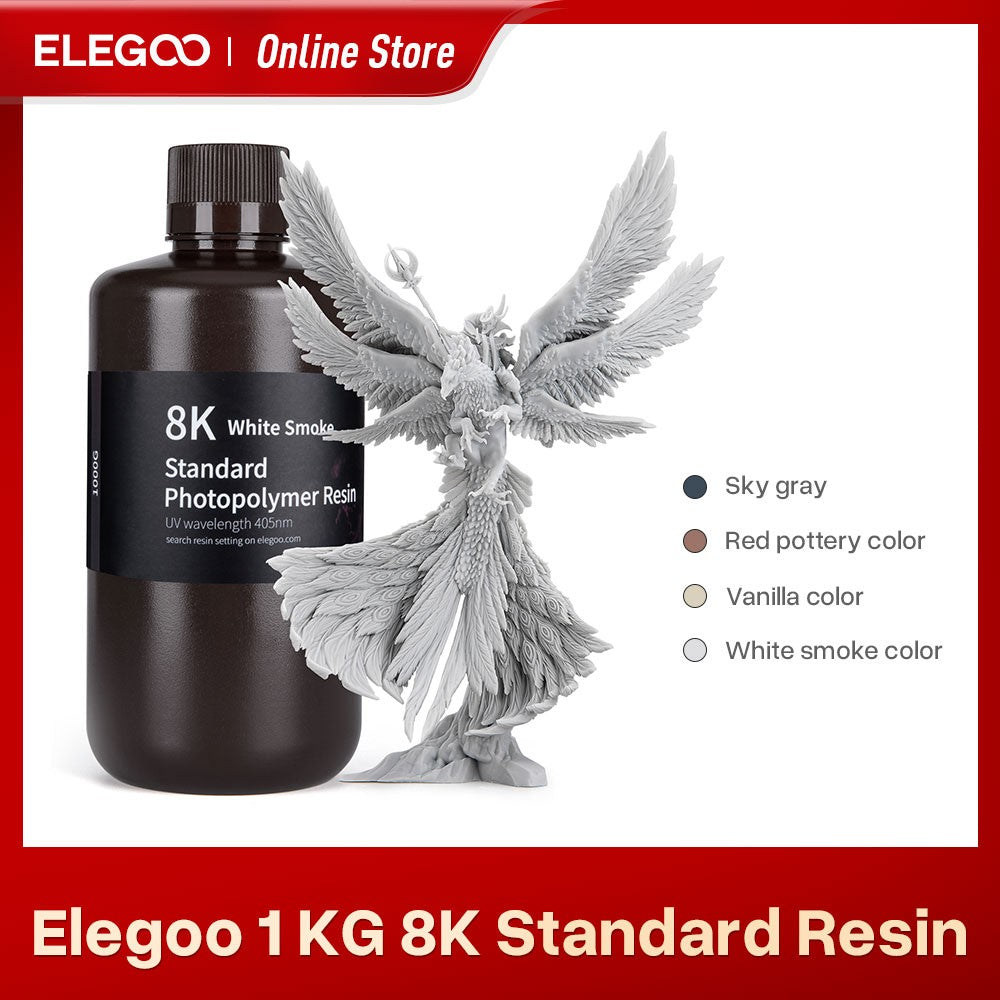 ELEGOO 8K Resina de impresora 3D 405nm Resina de fotopolímero estándar Resina de curación UV Ideal para impresora 3D SATURN 2 8K Gris espacial 1000g