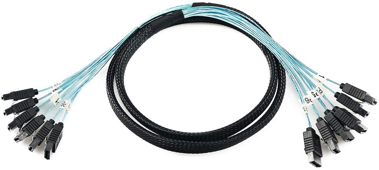 Cable SATA a SATA de 4/6 Puertos, Cable de Datos de 7 Pines SATA SAS de 6Gbps, Cable SATA a SATA para Disco Duro, para Servidor y Minería (4/6 Piezas/Juego)