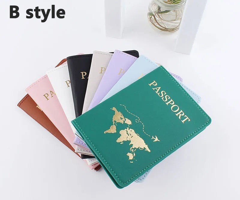 Amante el mapa del mundo cubierta de pasaporte estampado en caliente avión Simple mujeres hombres viaje pasaporte estuche protector moda regalo de boda