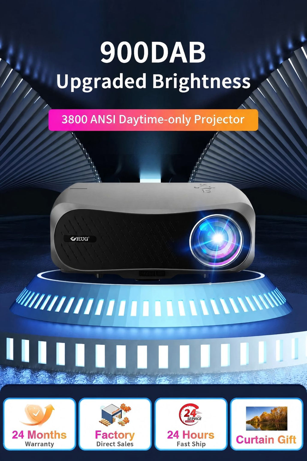 Proyector de Cine en Casa 4K WiFi Android 5G Full HD 1080P, Proyector de Video para Uso Diurno, 3800 ANSI