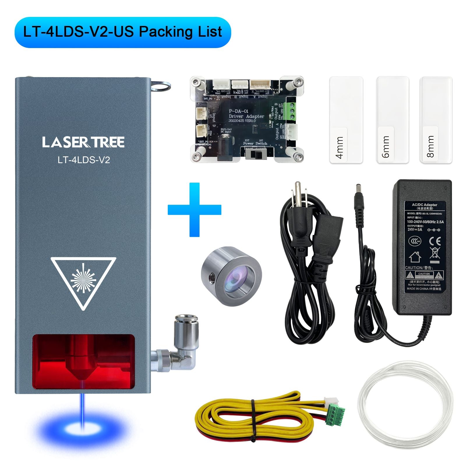 Árbol láser 20W 30W 40W 60W módulo láser con asistencia de aire TTL módulo de luz azul para grabador láser CNC herramientas de corte de carpintería
