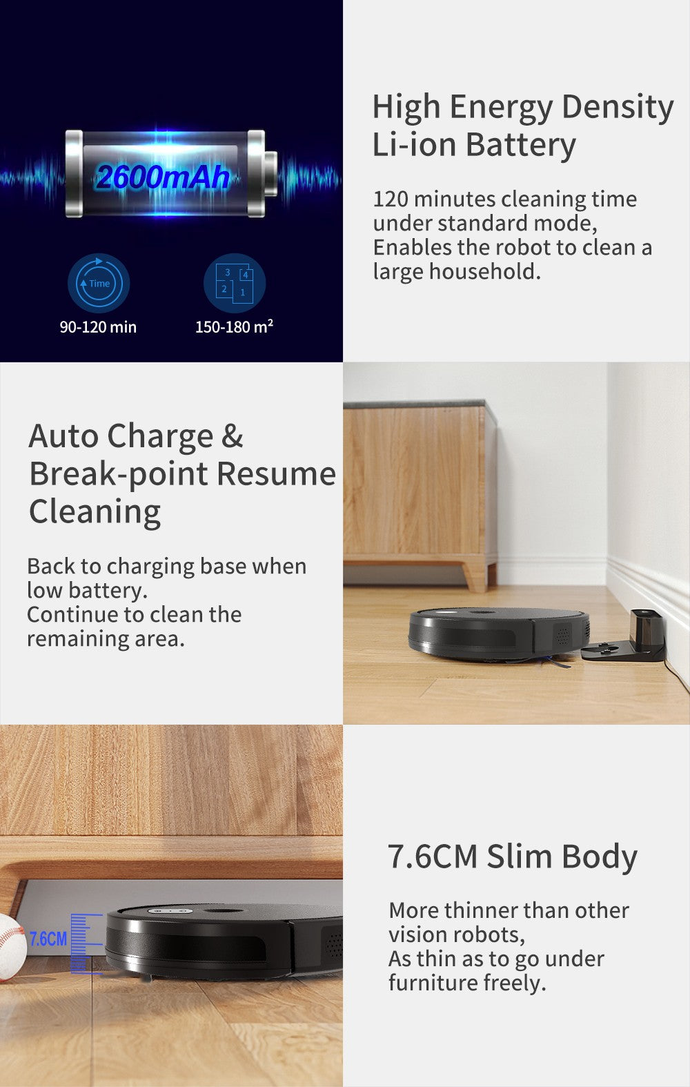 Robot aspirador ABIR X6 con sistema de ojo inteligente, succión 6000pa, software virtual wall, limpieza de áreas, desinfección por limpieza húmeda, tarjeta de memoria, compatible con Alexa, Google Home