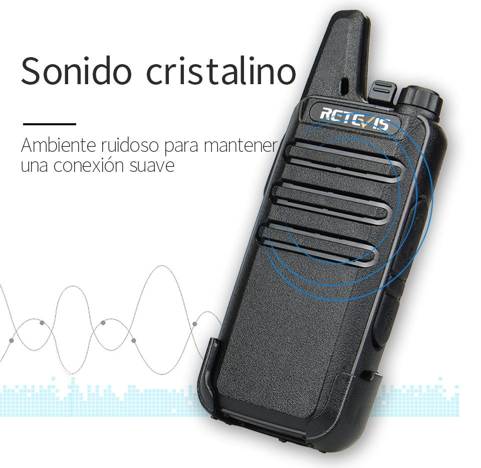 Retevis RT622 Mini Walkie Talkie 2 unidades PMR446 Radio portátil bidireccional con PTT Ideal para restaurantes y hoteles