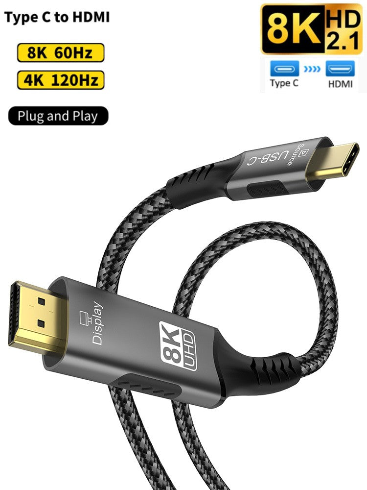 Adaptador de Cable USB C a HDMI 2.1 de 8K, Cable Tipo C a HDMI de 8K60Hz para Thunderbolt 3, Compatible con MacBook Pro, iPad Pro, Laptop