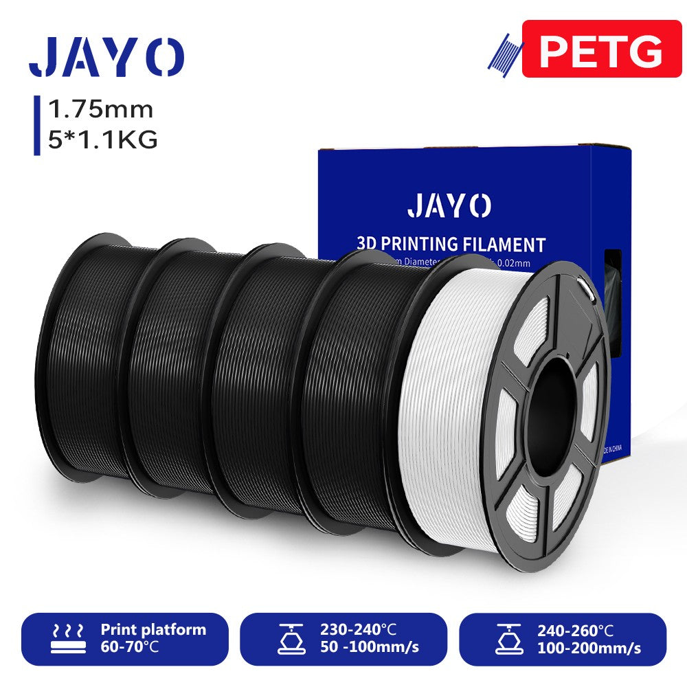Filamento para Impresora 3D JAYO PETG/PLA/PLA PLUS, 1.75mm, 5.5KG, 100% Sin Burbujas, No Tóxico, Materiales de Impresión 3D para Impresora 3D y Bolígrafo 3D