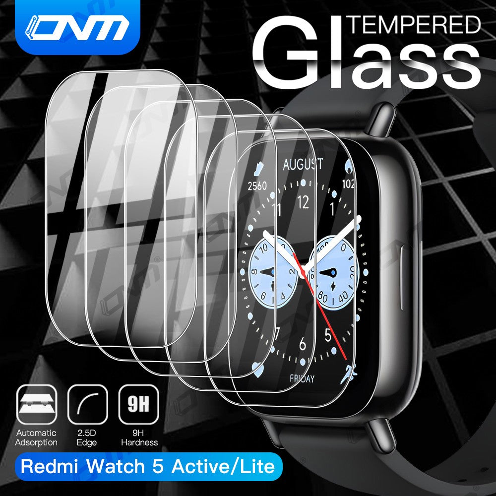 Protector de Pantalla de Vidrio Templado 9H Premium para Xiaomi Redmi Watch 5 4 Lite / Active Smart Watch, Película Protectora de Pantalla Transparente HD, Accesorios