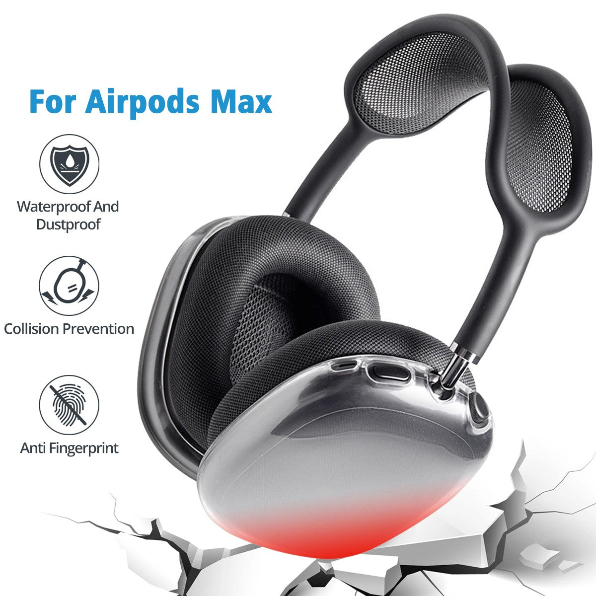 Funda transparente suave antiarañazos para AirPods Max TPU inalámbrico a prueba de golpes funda protectora para auriculares
