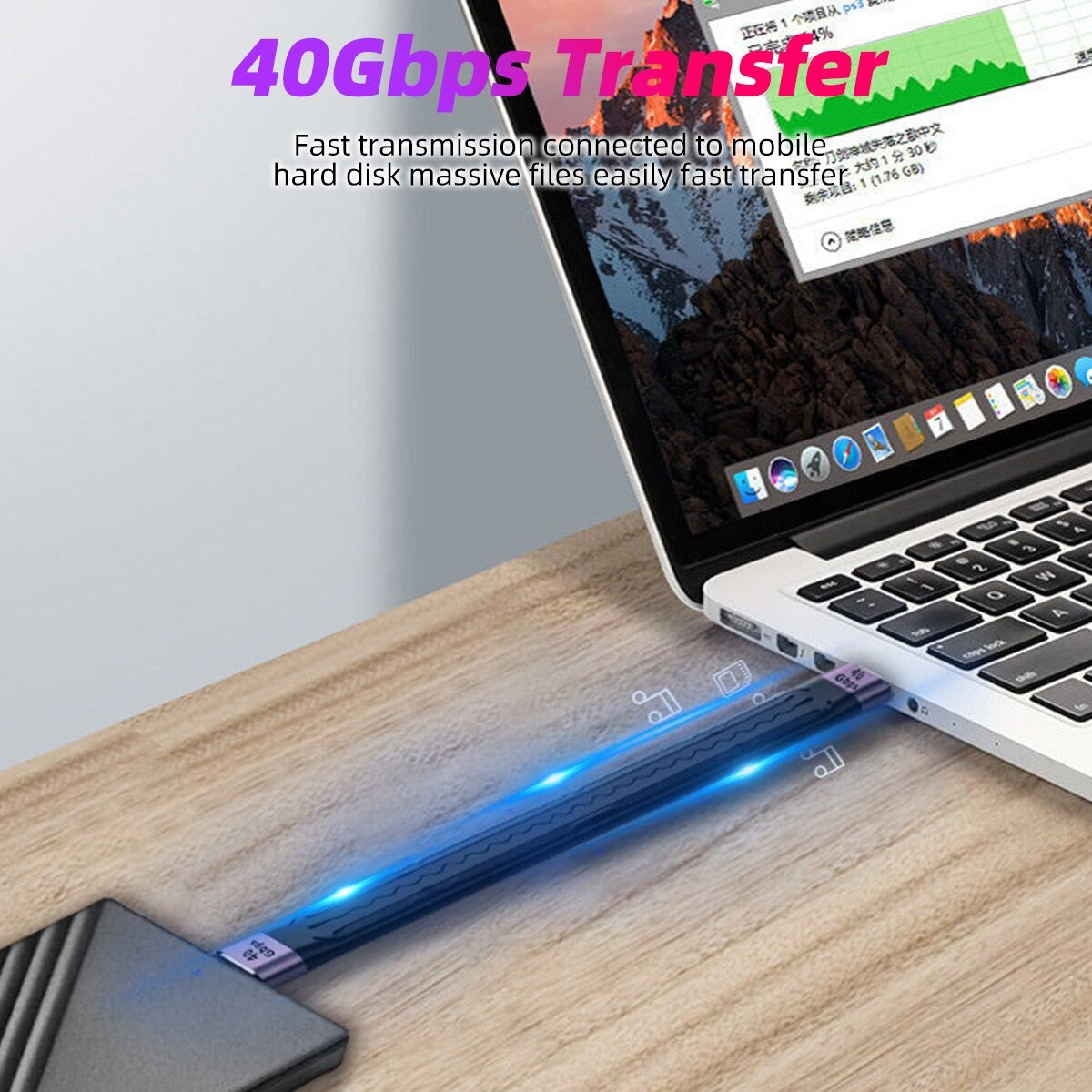 Cable USB C a USB tipo C de 40Gbps para MacBook Pro carga rápida 4,0/3,1 60W 100W PD carga rápida para Samsung Xiaomi Cable de carga