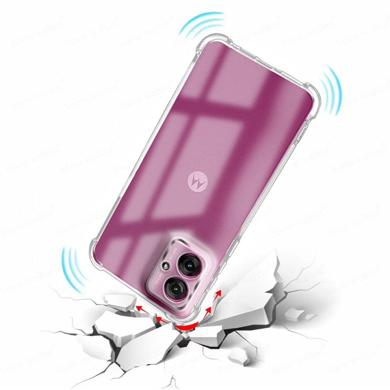 Funda de protección completa con amortiguador de Airbags para Motorola Moto G55 G45 G35 G75 G85 G05 G15 Power 5G, funda transparente suave de TPU a prueba de golpes