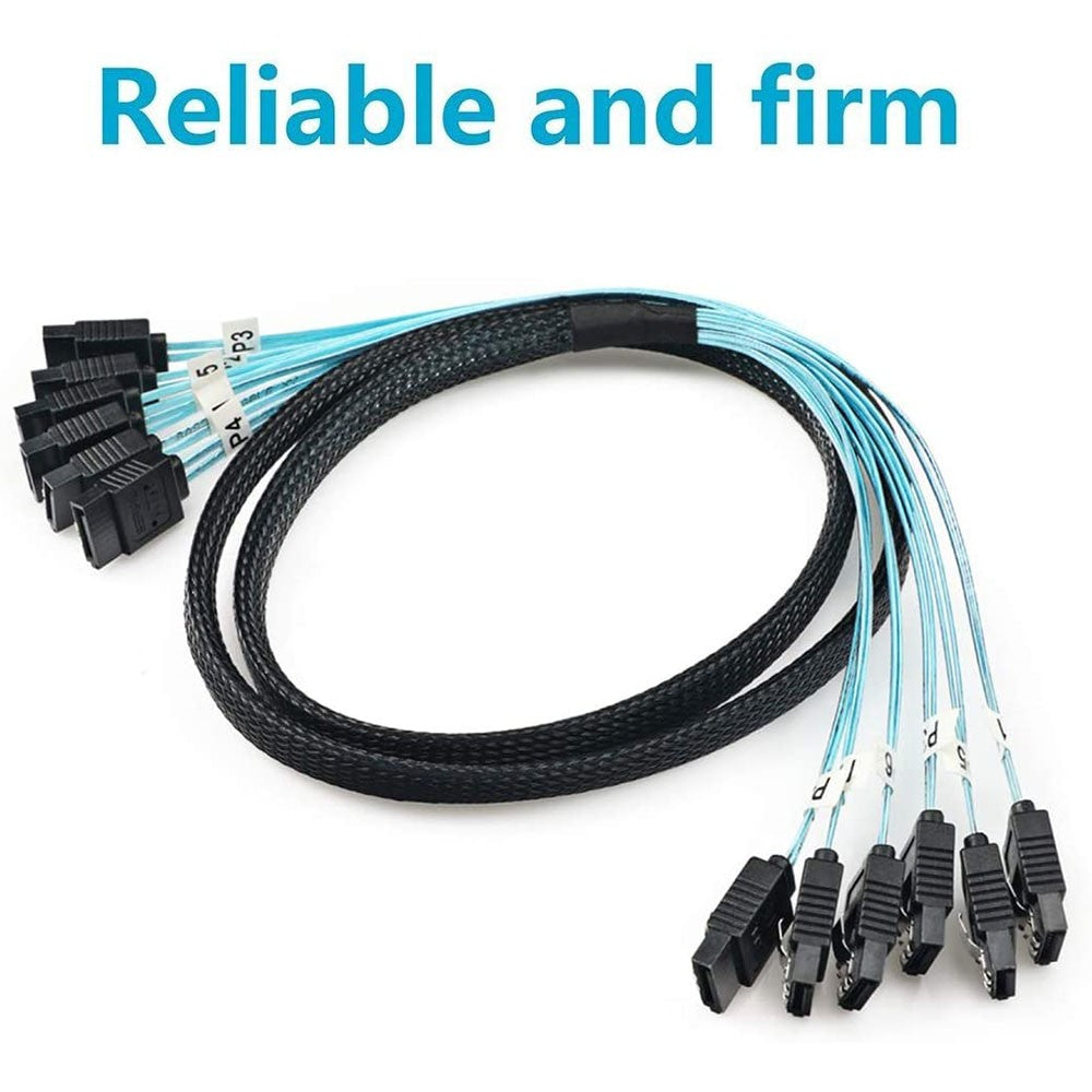 Cable SATA a SATA de 4/6 Puertos, Cable de Datos de 7 Pines SATA SAS de 6Gbps, Cable SATA a SATA para Disco Duro, para Servidor y Minería (4/6 Piezas/Juego)