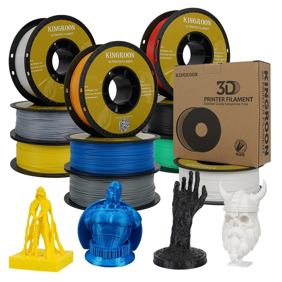 Filamento PLA KINGROON de 1.75mm, 5/10KG, Plástico PLA para Impresora 3D, Estándar 1kg/rollo, Filamentos para Impresión 3D, Colores Mixtos, Envío Local
