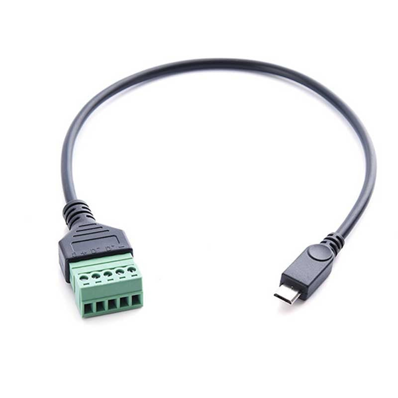 USB 2,0 hembra B Micro usb mini usb tipo C macho a conector de tornillo hembra de 5 pines con Cable adaptador de enchufe de Terminal de escudo 1 pies