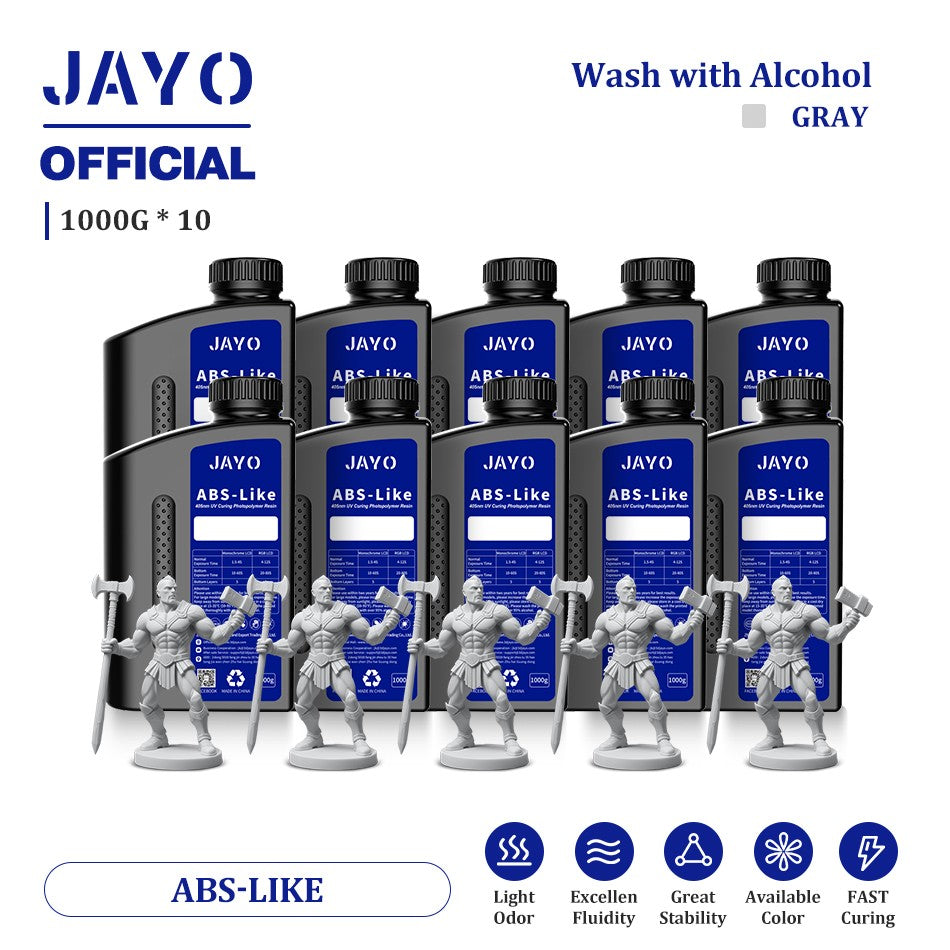 JAYO ABS como resina 3D, 10 botellas ABS como fotopolímero de curado UV de 405nm, resina 3D rápida para impresora 3D LCD/DLP/SLA de 2/4/6/8K