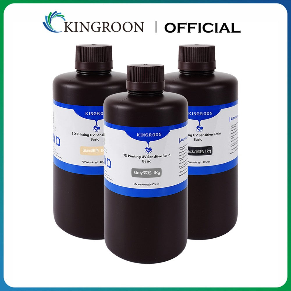 KINGROON-resina UV para impresora 3D, fotopolímero líquido, Material de impresión LCD, estándar, 1KG, negro, gris, blanco, 405nm