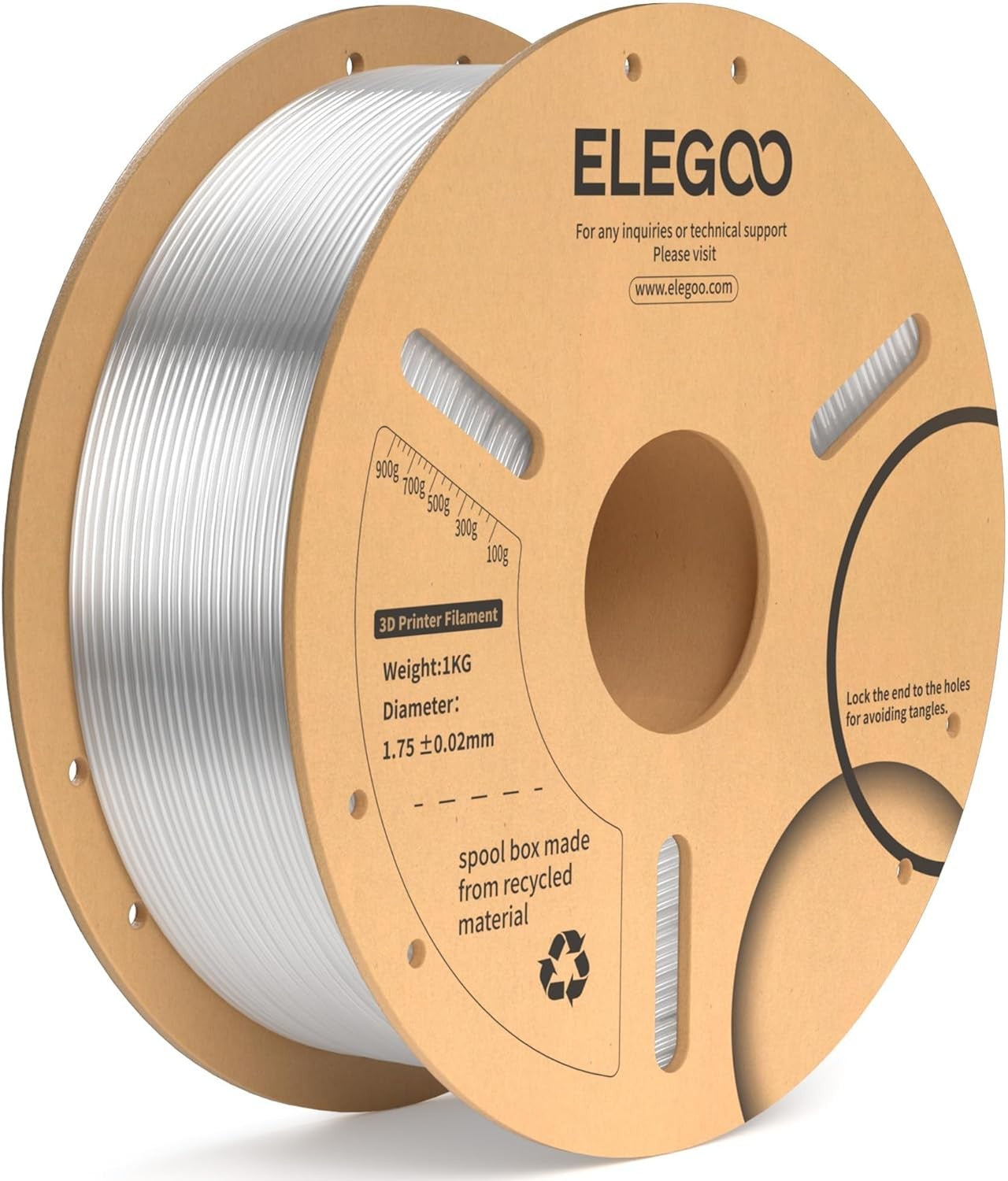 Filamento ELEGOO PLA+ de 1.75mm, PLA 3D para Impresoras 3D, Material Compatible con la Mayoría de las Impresoras FDM (1KG/Carrete, 2.2 lbs)