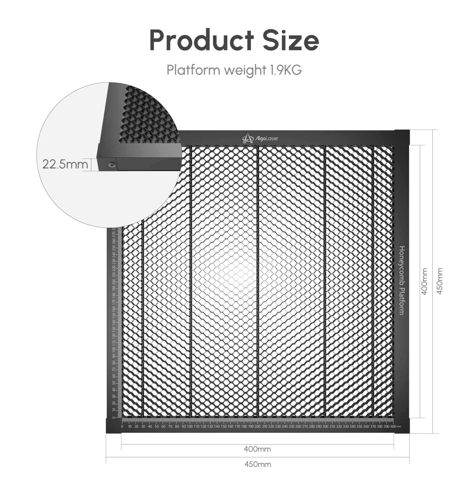 AlgoLaser-grabador láser de panal, mesa de trabajo para todas las marcas, diodo, CO2, máquina cortadora de grabado láser, 400x4 0/350x350mm