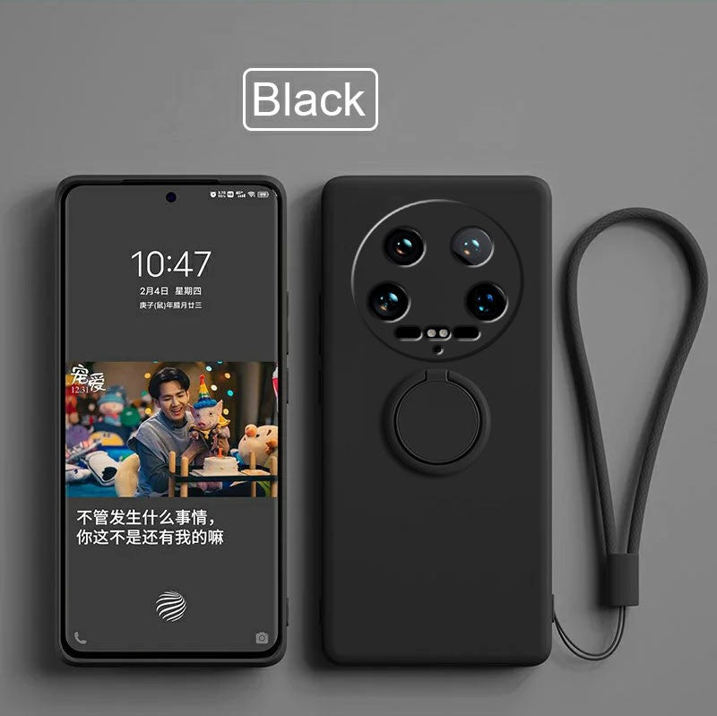Funda para Xiaomi 14 Ultra Líquido silicona anillo soporte suave funda de teléfono para Xiaomi 14 Ultra a prueba de golpes Fundas traseras Xiaomi 14Ultra