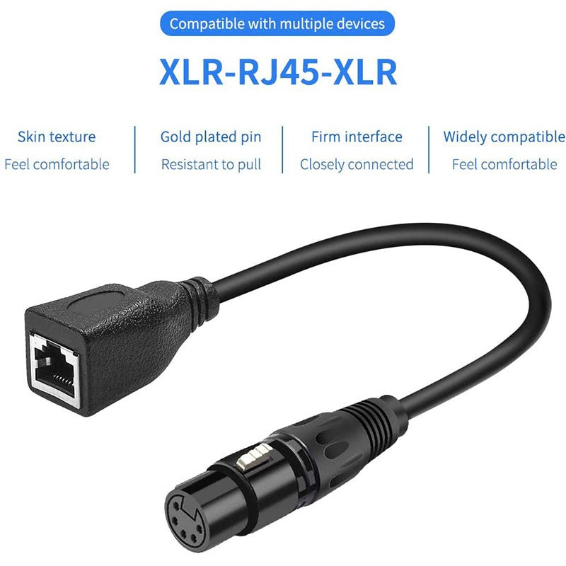 Cable Adaptador Convertidor de Conector XLR Macho/Hembra de 3 Pines a RJ45 para Micrófono, Sistemas de Altavoces Behringer y Radio