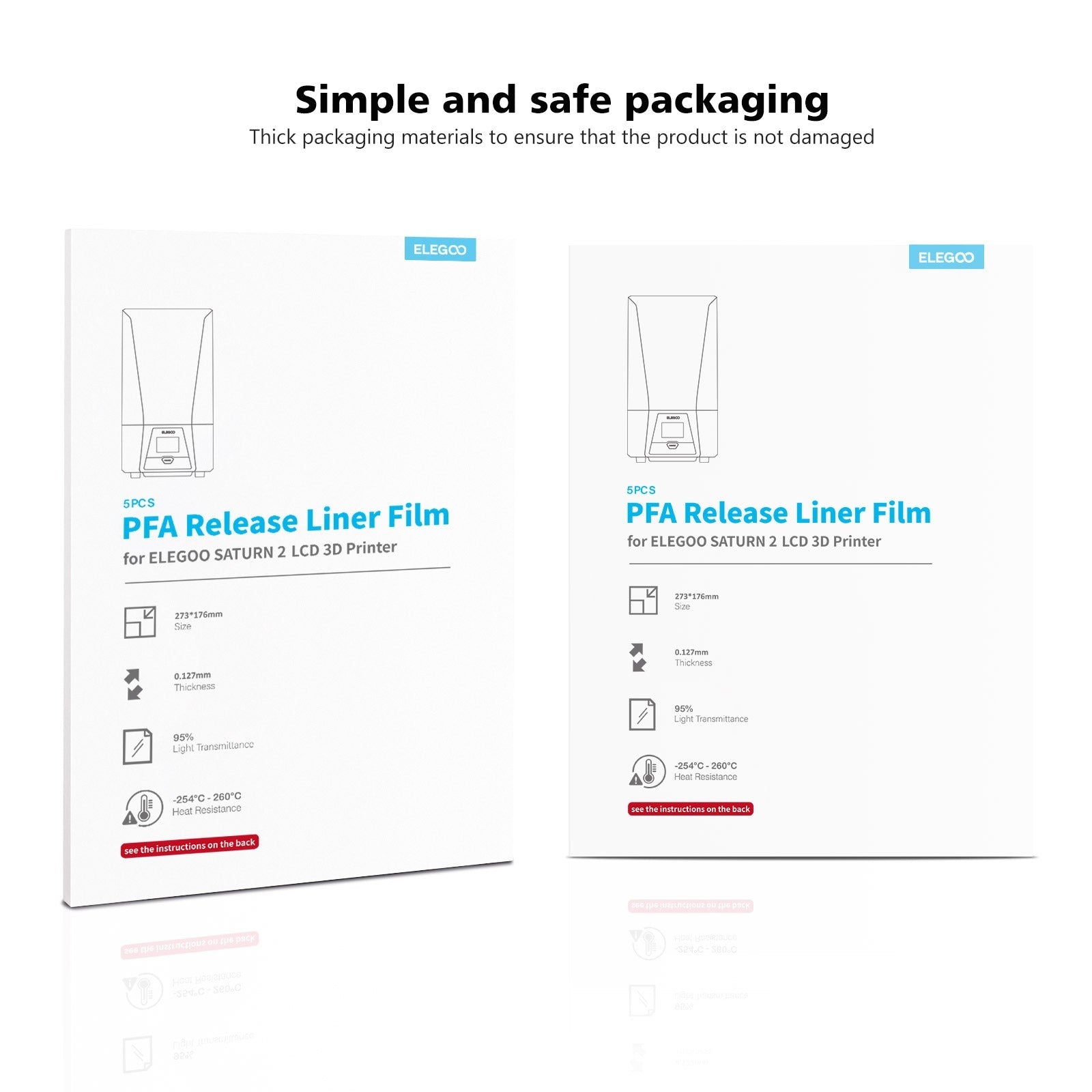 ELEGOO SATURN 2/SATURN 4/SATURN 4 ULTRA PFA V2.0 película de liberación PFA juego 273mm * 176mm para impresoras 3D de luz de resina ELEGOO SATURN