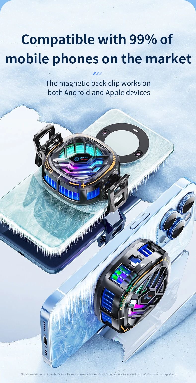 Ventilador de refrigeración de radiador móvil magnético 2 en 1 para iPhone IPAD Samsung Huawei teléfono móvil tableta ordenador refrigeración de juegos General